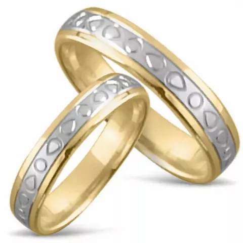 Tofarget gifteringer i 14 karat gull og hvitt gull - par