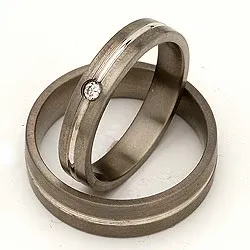 Gifteringer i 14 karat titanium og hvitt gull 0,040 ct