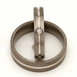 Gifteringer i 14 karat titanium og hvitt gull 0,040 ct