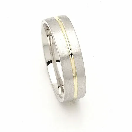 Giftering i sølv og 14 karat gull