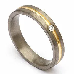 Giftering i titanium og alm. gull 0,04 ct