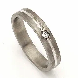 Giftering i 14 karat titanium og hvitt gull 0,040 ct