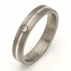 Giftering i 14 karat titanium og hvitt gull 0,040 ct