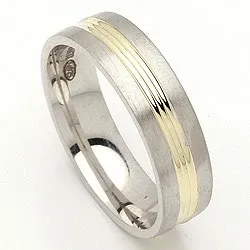 Giftering i sølv og 14 karat gull