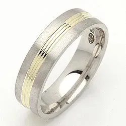 Giftering i sølv og 14 karat gull