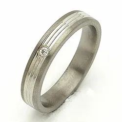 Giftering i 14 karat titanium og hvitt gull 0,025 ct