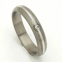 Giftering i 14 karat titanium og hvitt gull 0,030 ct