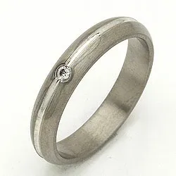 Giftering i 14 karat titanium og hvitt gull 0,030 ct