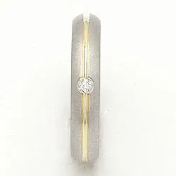 Giftering i 14 karat sølv og 14 karat gull 0,030 ct