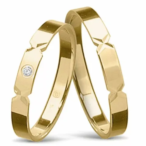 smale gifteringer i 14 karat gull 0,013 ct - par
