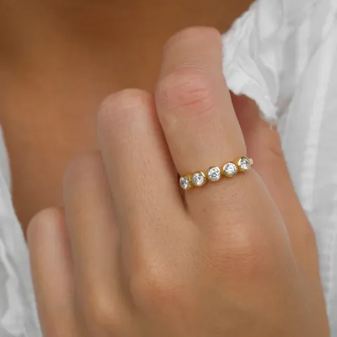 zirkon ring i forgylt sølv