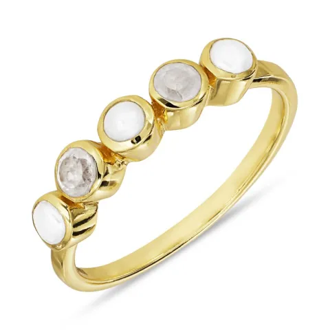 perle ring i forgylt sølv