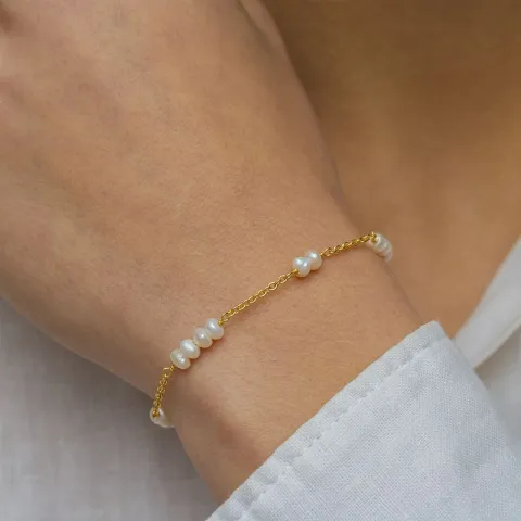 perle armbånd i forgylt sølv  x 4 mm