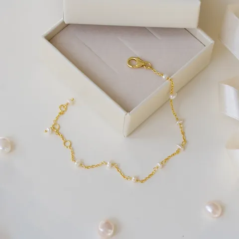 perle armbånd i forgylt sølv  x 4 mm