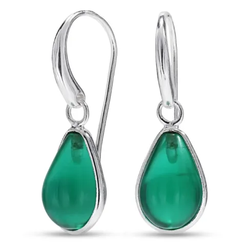 dråpe aqua krystall øredobber i sølv - Loom Stones