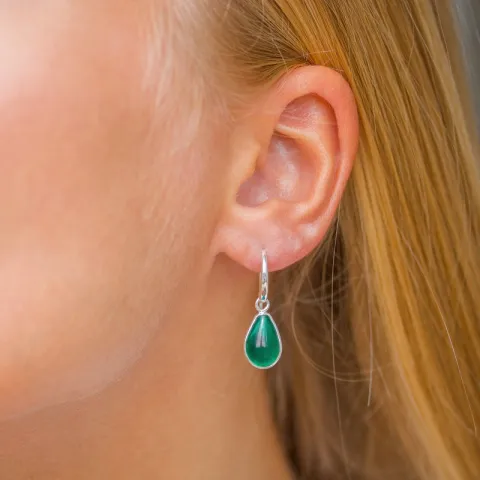 dråpe aqua krystall øredobber i sølv - Loom Stones