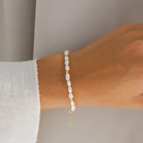 perle armbånd i forgylt sølv