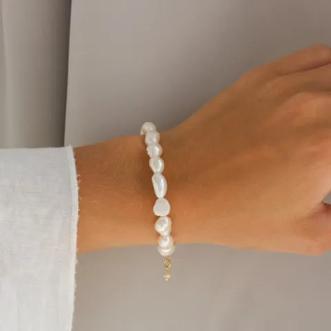 perle armbånd i forgylt sølv