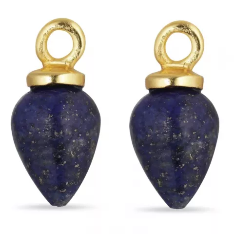 lapis lazuli anheng til øredobber i forgylt sølv