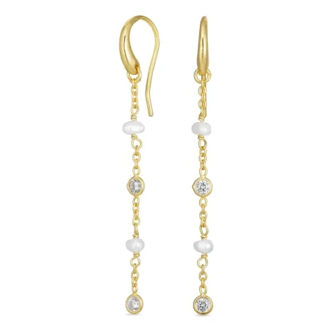 hvit zirkon kjedeøreringer i forgylt sølv