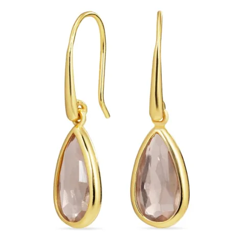 kolleksjonsprøve dråpe rosa morganit øredobber med feil i forgylt sølv