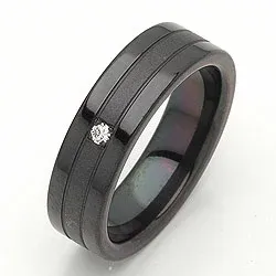 Giftering i svart stål 0,025 ct
