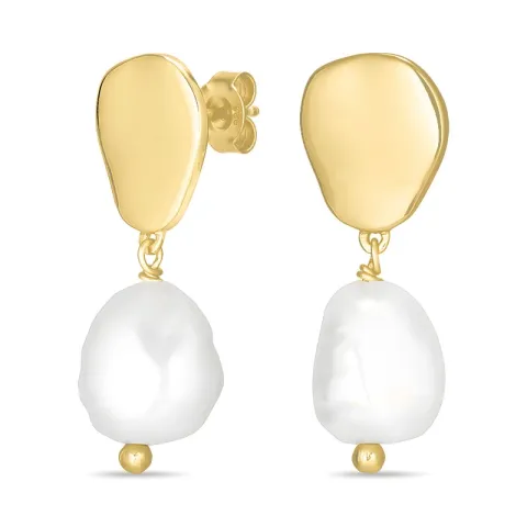 perle øredobber i forgylt sølv