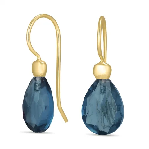 mørkeblå krystall øredobber i forgylt sølv - Loom Stones