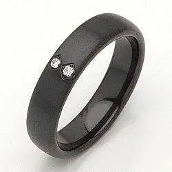 Giftering i svart stål 0,026 ct