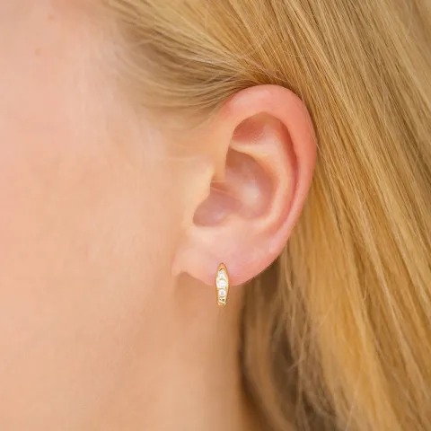 10 mm zirkon creol i forgylt sølv