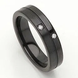 Giftering i svart stål 0,028 ct