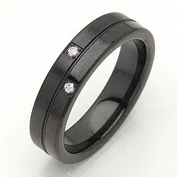 Giftering i svart stål 0,028 ct