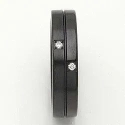 Giftering i svart stål 0,028 ct
