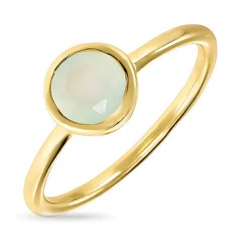 rund prehnite ring i forgylt sølv