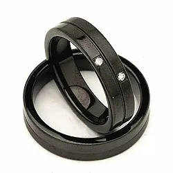 Gifteringer i svart stål 0,028 ct