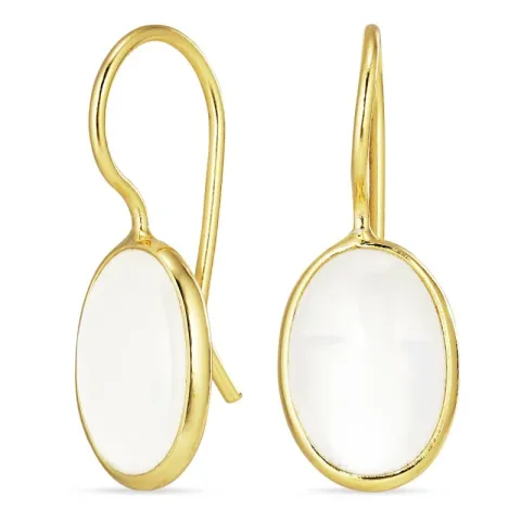 ovale månestein øredobber i forgylt sølv - Loom Stones