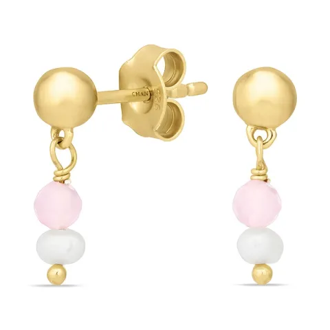 rosa rosa krystall øredobber i forgylt sølv - Loom Stones