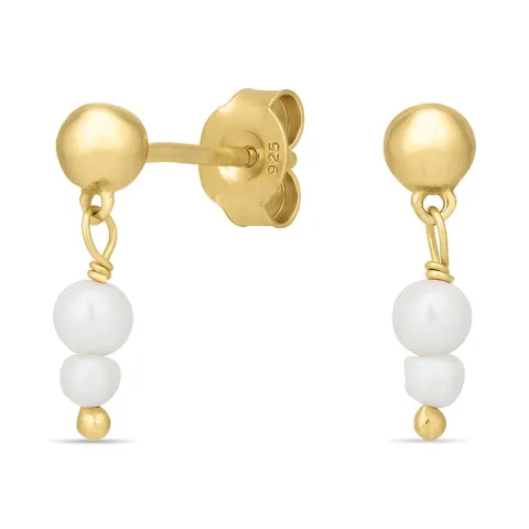hvit perle øredobber i forgylt sølv