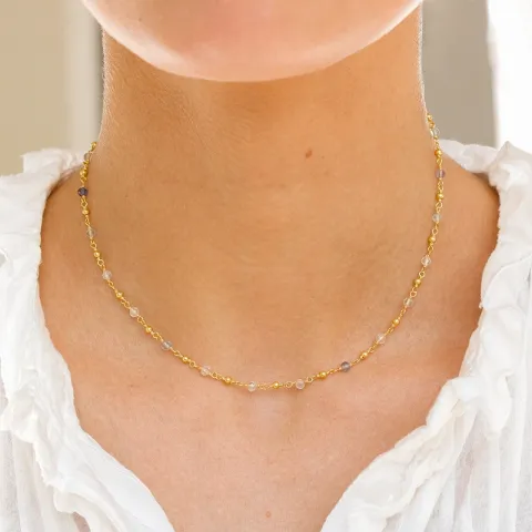 multifarget halskjede i forgylt sølv 38 + 5 cm x 2,8 mm  - Loom Stones