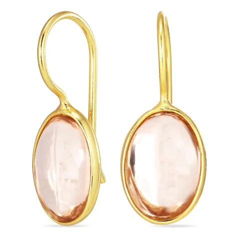 ovale rosa krystall øredobber i forgylt sølv - Loom Stones