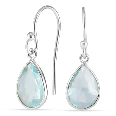 dråpe blå krystall øredobber i sølv - Loom Stones