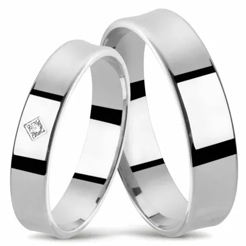 gifteringer i 14 karat hvitt gull 0,010 ct - par