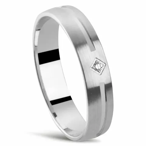 Damering i 14 karat hvitt gull 0,010 ct