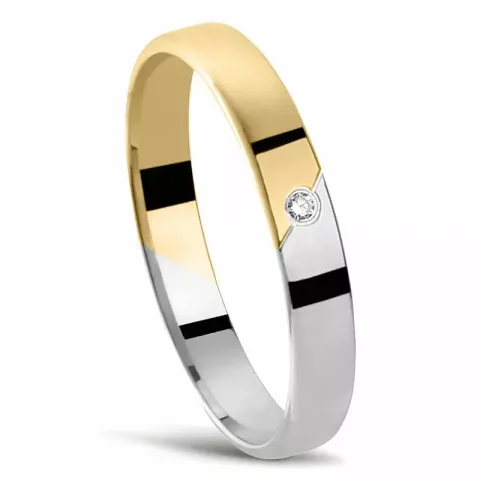 Tofarget Damering i 14 karat gull og hvitt gull 0,01 ct