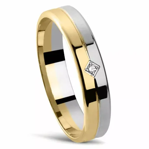 Blank Tofarget Damering i 14 karat gull og hvitt gull 0,01 ct