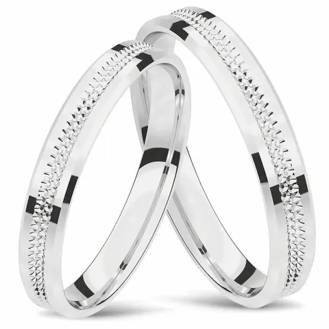 mønster gifteringer i 14 karat hvitt gull - par