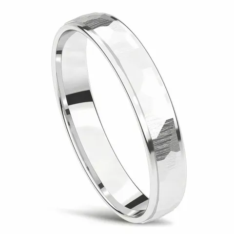 Hamret giftering i 14 karat hvitt gull