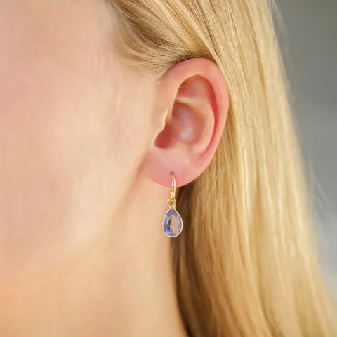 lilla krystall øredobber i forgylt sølv - Loom Stones