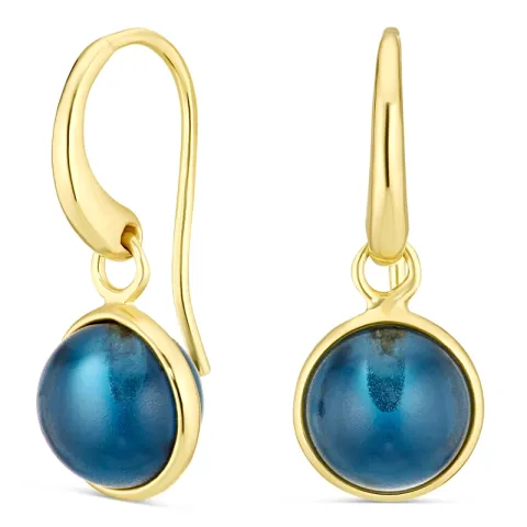 mørkeblå krystall øredobber i forgylt sølv