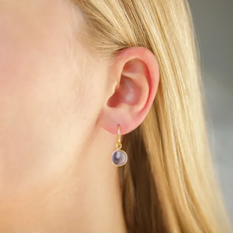 lilla krystall øredobber i forgylt sølv